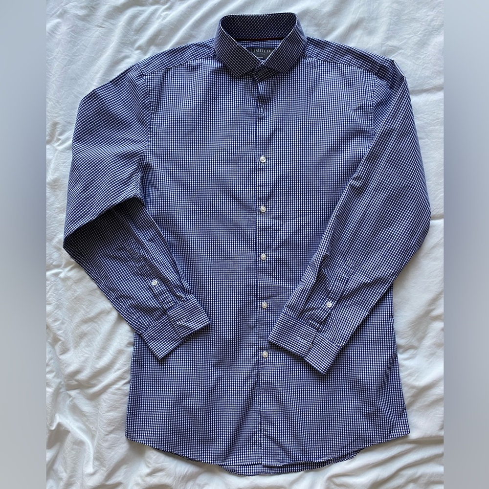 The Limited Blue Dress Shirt Long-Sleeved Cotton